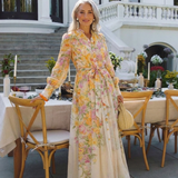 Cressida | Vestido Maxi Floral com Mangas Longas e Transparente