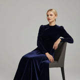Helena - Vestido Midi Azul Marinho