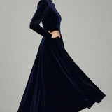 Helena - Vestido Midi Azul Marinho