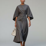 Maria - Vestido Maxi com Manga em Satin