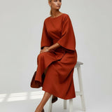 Maria - Vestido Maxi com Manga em Satin