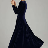 Helena - Vestido Midi Azul Marinho