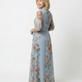 Elowen | Vestido Maxi com Decote em V e Estampa Floral