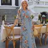 Elowen | Vestido Maxi com Decote em V e Estampa Floral