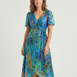 Zafrina | Vestido Midi com Padrão Abstracto