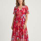 Zafrina | Vestido Midi com Padrão Abstracto