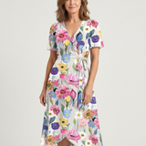 Zafrina | Vestido Midi com Padrão Abstracto